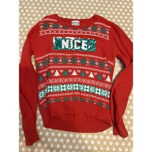 Girls Winter Red Knit Holiday Sweater Size Medium 7/8 Christmas